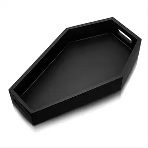 Coffin Shape Black Tray Storage Box Gothic Wood Tray Decoration Birthday Present Gift