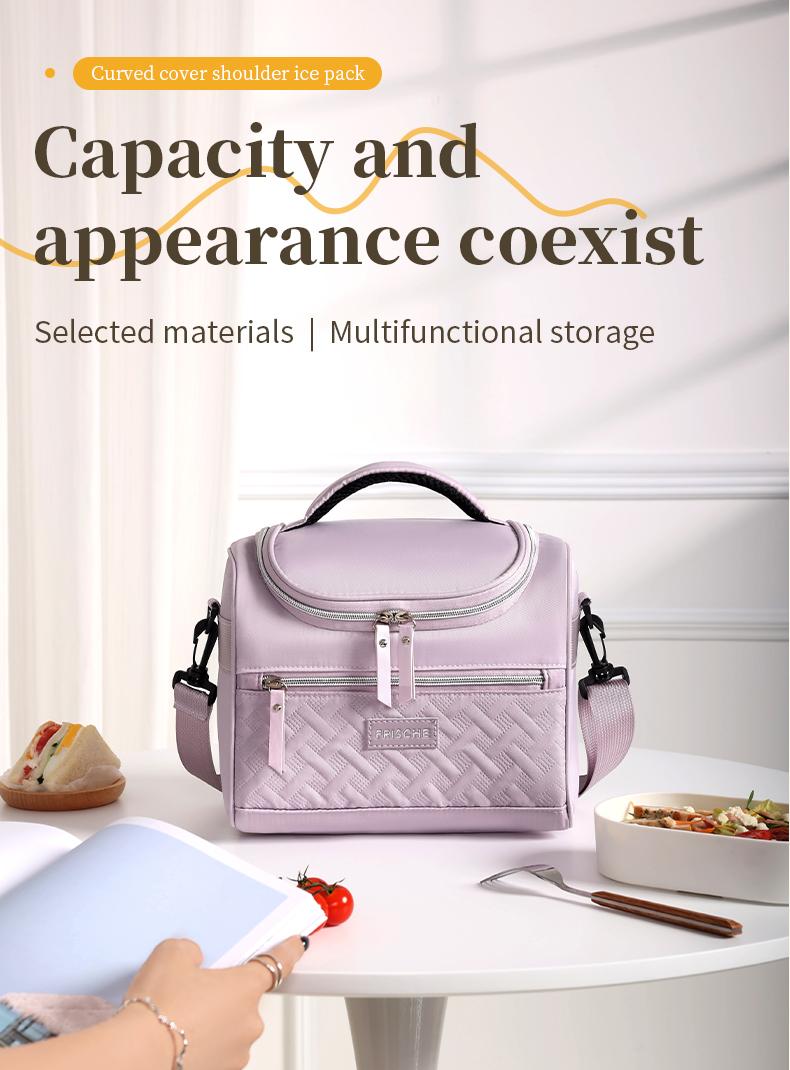 2.11gal Durable Oxford Cloth Lunch Bag, Aluminum Foil Insulated Lunch Bag with Zippered Compartments and Adjustable Shoulder Strap - Simple Everyday Use Bag