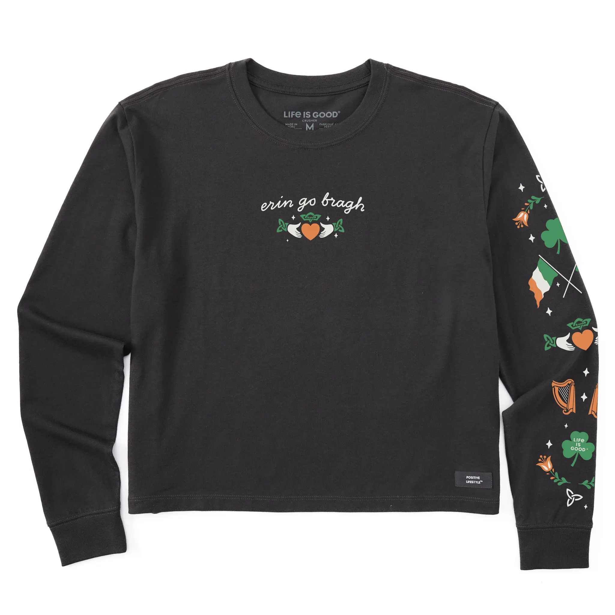 Women's Erin Go Bragh Claddagh Long Sleeve Crusher Boxy Tee