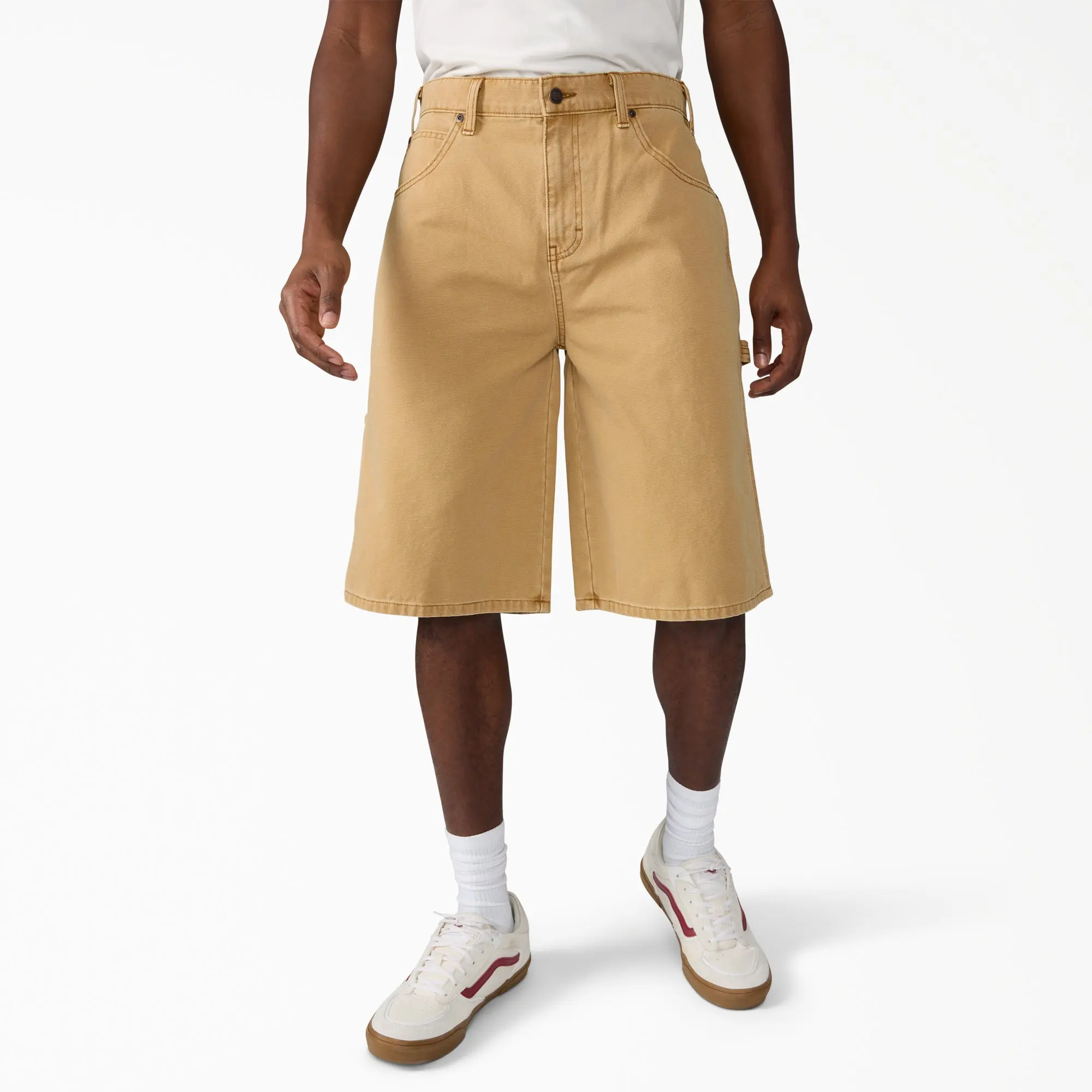 Dickies Worn In Relaxed Carpenter Duck Shorts, 13", 100% Cotton, Relaxed Fit Full Zip, Workwear Casual Everyday Style