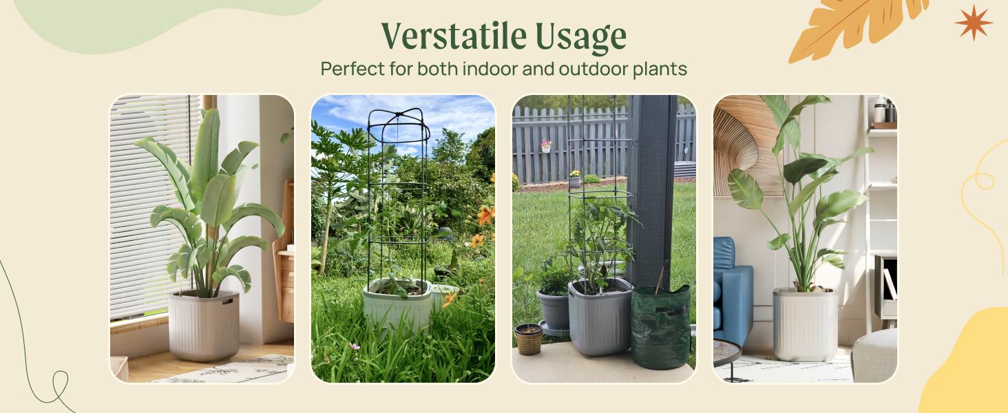 Vego Garden Self-Watering Pots for Indoor Plants with Built-In Water Gauge & Rolling Casters - Modern Decorative Planters for Beginners & Easy Care