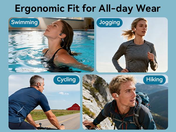 [2025 New Arrival] Viyawise B11 Bone Conduction Headphones, IP68 Waterproof Earbuds for Swimming, 32GB & Bluetooth 6.0 Wireless Underwater Open Ear Headphones with Mic for Sport