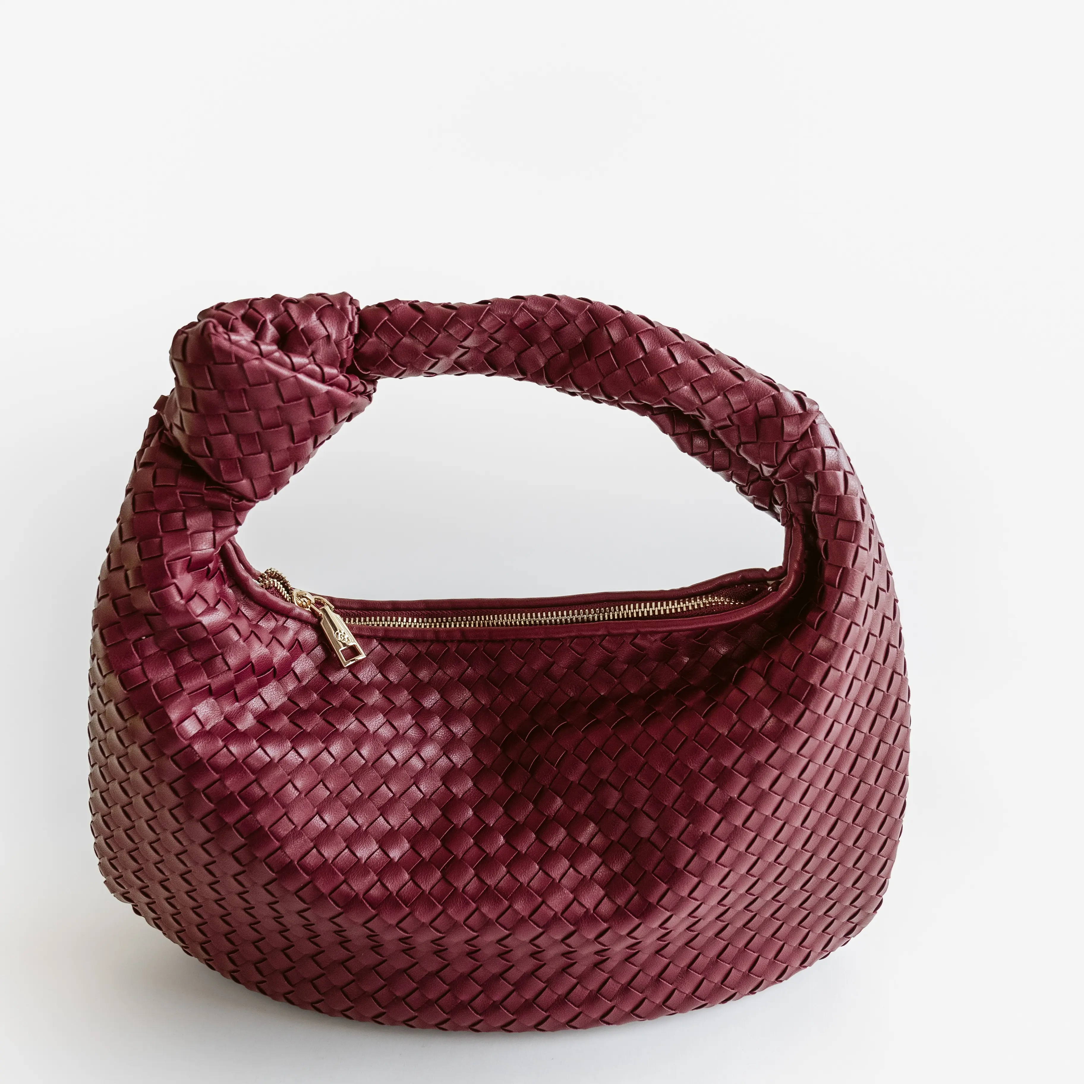 Maroon Woven Knot Shoulder Purse