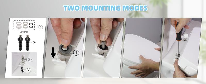 SS114 Toilet Seat Replacement Compatible with TOTO, Elongated Soft Close Toilet Seat for SS113/SS154/SS204/SS214/SS224, Transitional Heavy Duty Oval Toilet Seats, 2-Pack Toilet Bolts and Nuts, White