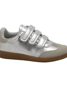 Stylish & Comfortable Women's Fashion Sneakers Lightweight Silver Velcro Closure