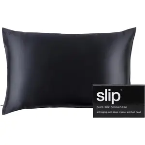 Slip The Original Queen Silk Pillow Case - 100% Pure 22 Momme Mulberry Silk - Black