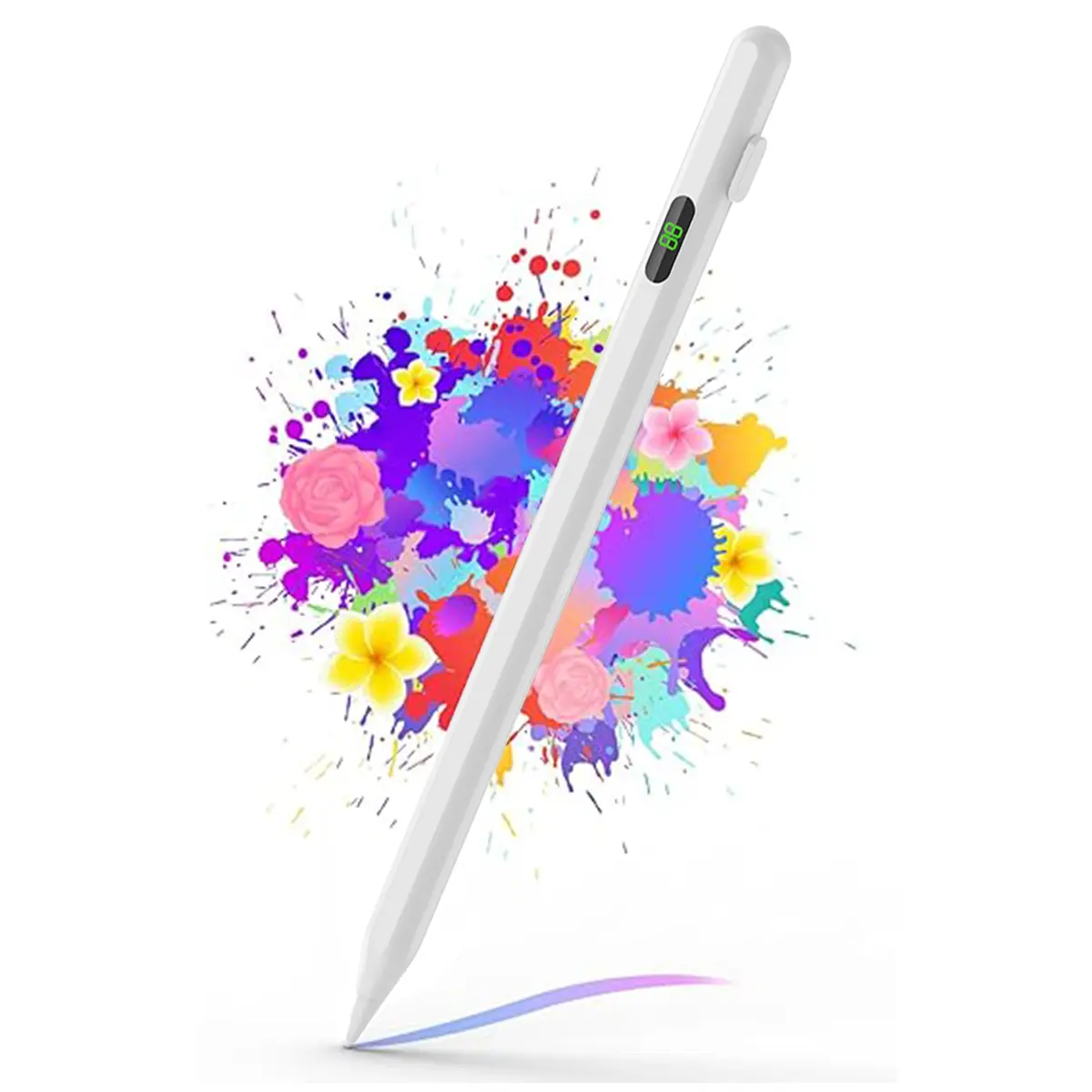 Stylus Pen for Touch Screen, Universal Stylus Pen Compatible with iPad/Samsung Tablet Devices Rechargeable Stylus Pencil Pen with Power Display, White