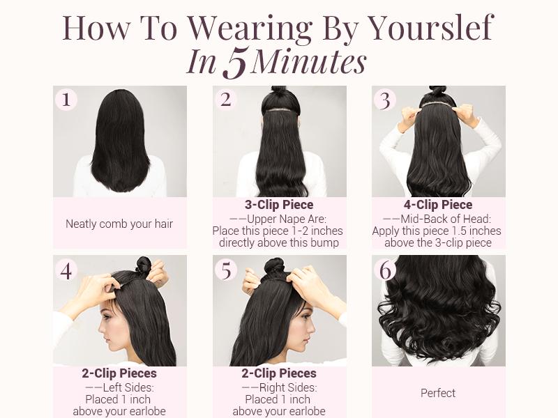 [kookastyle] Clip In Hair Extensions, Natural Long Layered Soft Invisible Synthetic Curly Wavy Hairpieces for Women, 4 pcs (20 Inch, Black)