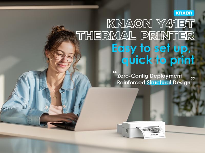 KNAON Shipping Label Printer Bluetooth Thermal Label Printer,Compatible with USPS, Amazon, Shopify, iOS/Android/Windows/Mac