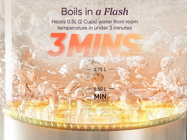 COSORI Electric Glass Kettle, 1.8Qt/1500W, No Plastic Filter & Spout, Auto Shut Off, Black, Hot Water Boiler for Coffee&Tea, College Dorm Essential GK-172/173