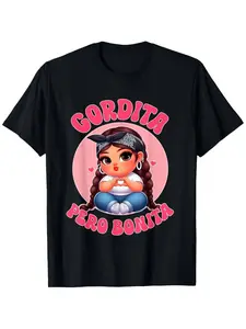 Summer t Shirts Gordita Pero Bonita- Latina Chingona Mujer Chicana-Chula Cotton T-shirt - Perfect Christmas or Valentine'S Gift for Men and Women