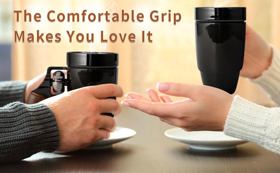 Pukomc Cool Revolver Ceramic Mug with Wooden Handle - 16 oz Drinkware Coffee Tea Water Cup Washable Tumbler Reuse Reusable Ergonomic Design Durable Ceramic Material Rotatable Handle for Stress Relief