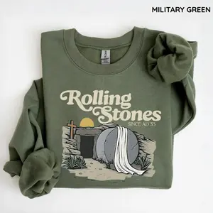 Rolling Stones Sweatshirt, Trendy Easter Clothing, Cotton Crewneck Unisex Pull Over Top Shirt