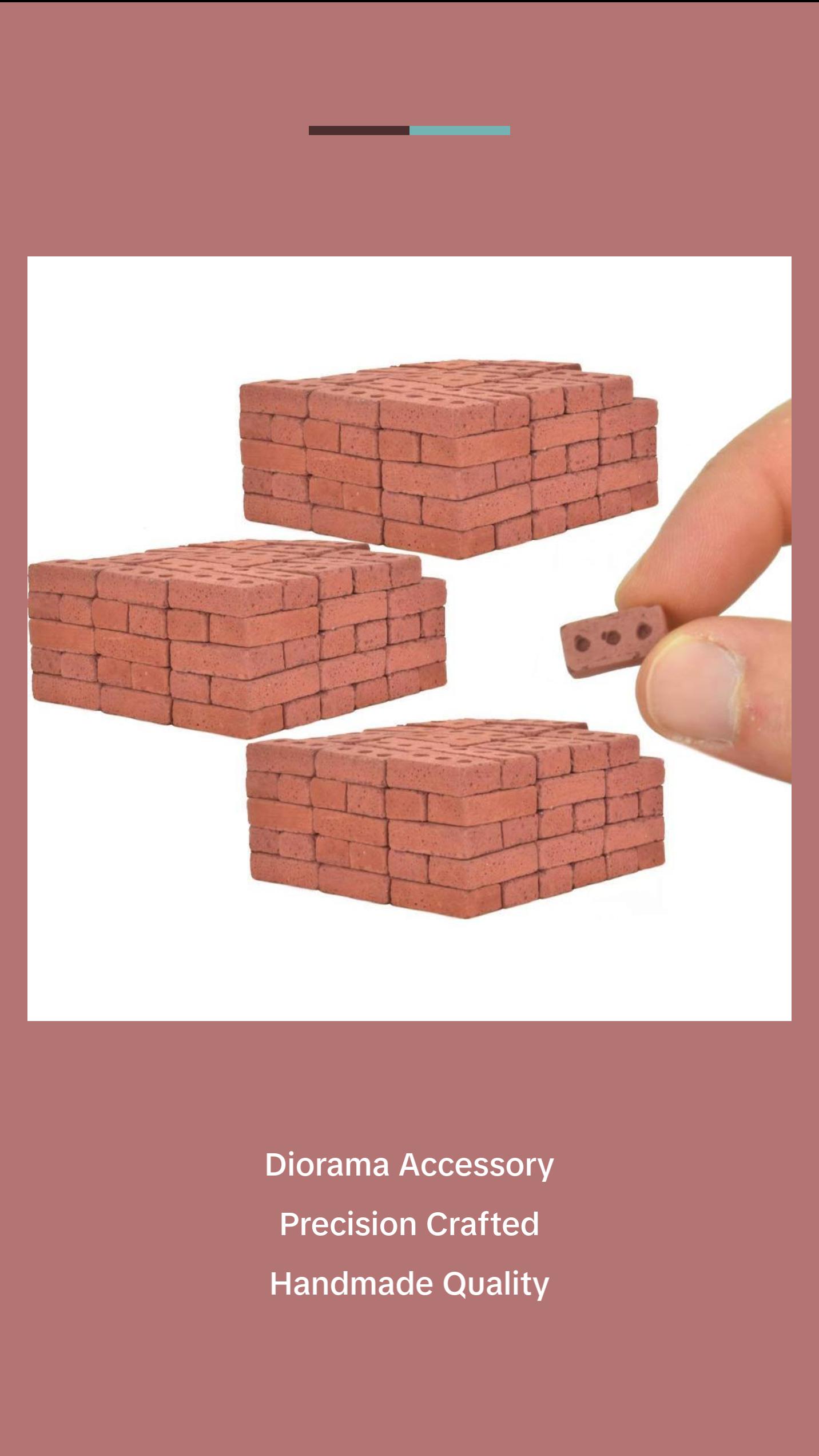 1/12 Scale Real Mini Cement Red Bricks – Dollhouse Masonry Bricks for Diorama, Model Train Layout, Mini Construction Projects, Mini Building Supplies – Handmade Small Batch USA