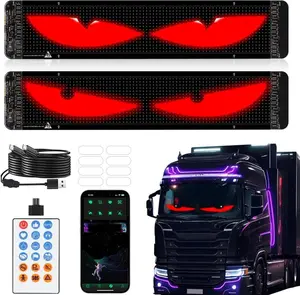 Programmable LED Devil Eyes for Trucks & Cars - Smart App Control RGB Matrix Panel - DIY Animated Windshield Eye Sign - Remote Controlled LED Display