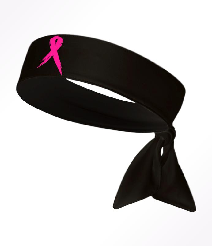 Breast Cancer Ribbons Unisex Head Tie Headband Black White Hot Pink Light Pink Athletic Sports Youth Kids Girls Boys Women's Men's Football Basketball Cheer Baseball Softball Lax Lacrosse Soccer Weight Lifting Running Track Sweat Band Head Band Bulk Team