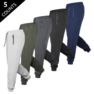 Men’s summer athletic long pants made from a high-elastic knit fabric—95% polyester, 5% spandex—in solid color. Regular fit with zippered pockets. Breathable and comfortable running training pants with an ice-cool feel that are lightweight and breathable—