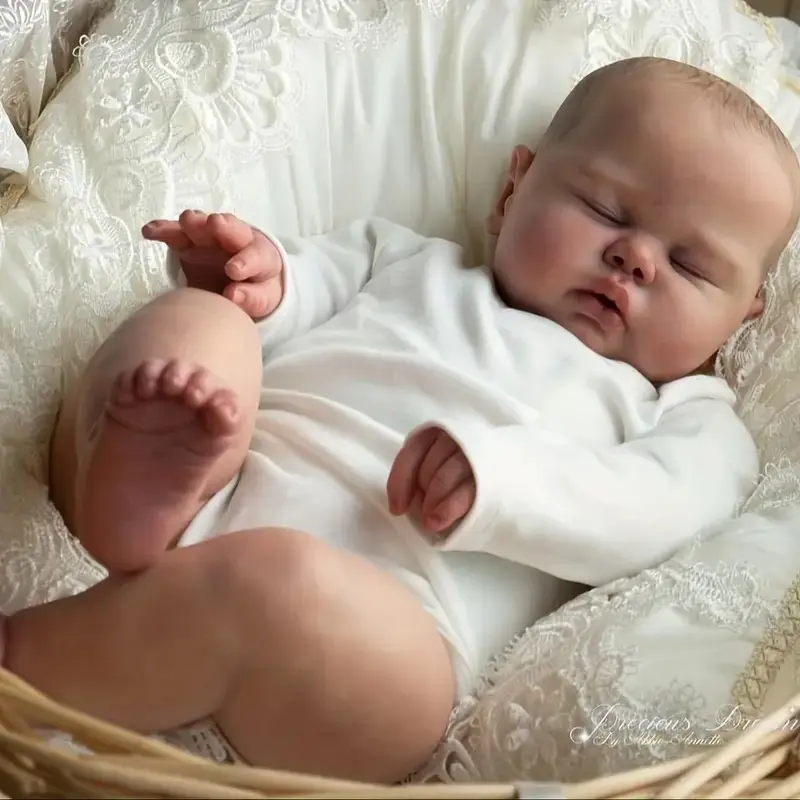 Chubby Face Sleeping Realistic Reborn Baby Dolls 19Inch Newborn Baby Dolls with Painted Hair Cloth Body Reborn Dolls Birthday Gift for Kids Age 3+ christmas year birthday present collector sale girl