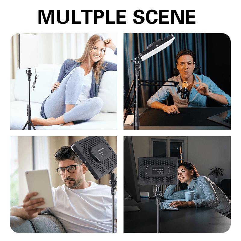 10" LED Square Light Panel with 57" Adjustable Tripod, Dimmable Brightness Control 3 Color Temperature (2200K-4500K) for Video Recording, USB-Powered, Ideal for YouTube TikTok Instagram Content Creation (1PCS)#valentine's day gifts#Super Bowl
