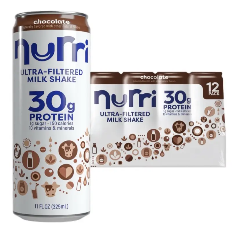 Nurri 30g Chocolate, Vanilla & Strawberry Low Sugar Ultra-Filtered Milkshake 11 fl. oz., 12 pk. High Protein Shake Beverage Flavor Low, Meal Replacement