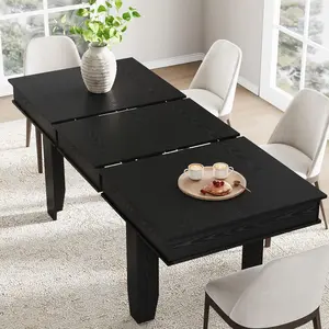 63 in-86.6 in Extendable Dining Room Table for 6-10, Farmhouse Kitchen Tables w/Wooden Sturdy Frame, Large Rectangular Dinner Table for Dining Room, Kitchen