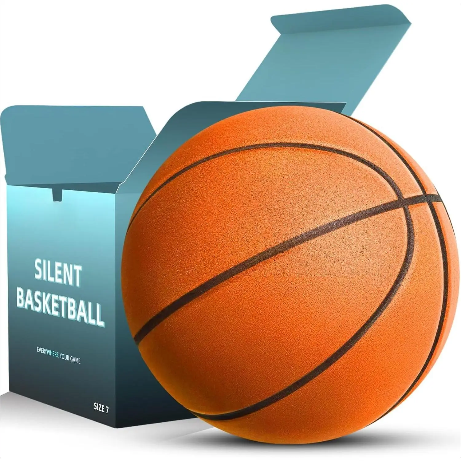 Size 7 (29.5in) Silent Basketball - Grooved Airless Foam, Pro PU Material, Textured Surface, Realistic Design for Quiet Dribbling, Indoor Training, Bouncy Ball, Training Aid, Ball Size Option, Ball Size Basketballs