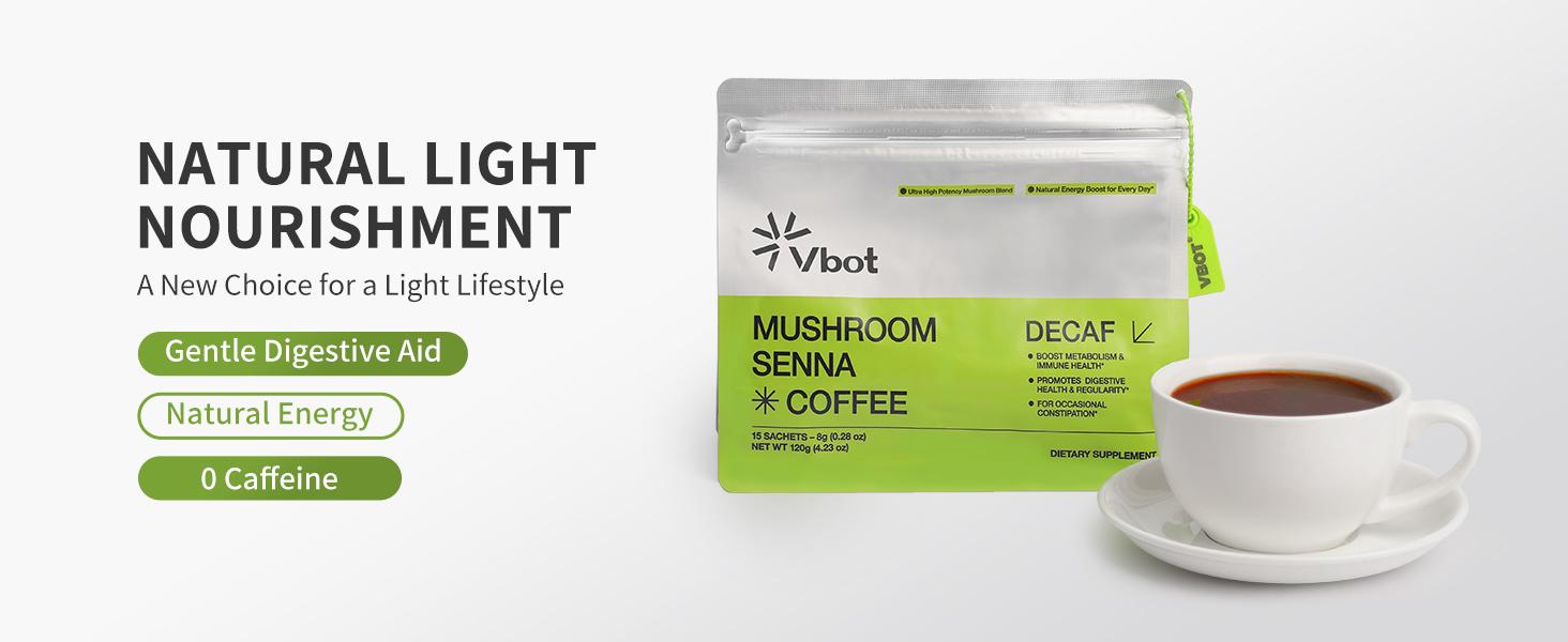 VBOT-Super Organic Mushroom Coffee-Cleansing|Purifying|Detoxifying-Pure Herbal Extracts + Mushrooms- Perfect Formulation- Enhances Immunity|Promotes Healthy Bowel Movements and Intestinal Health-Safe and Effective-Herbal Supplements Beverage Powder