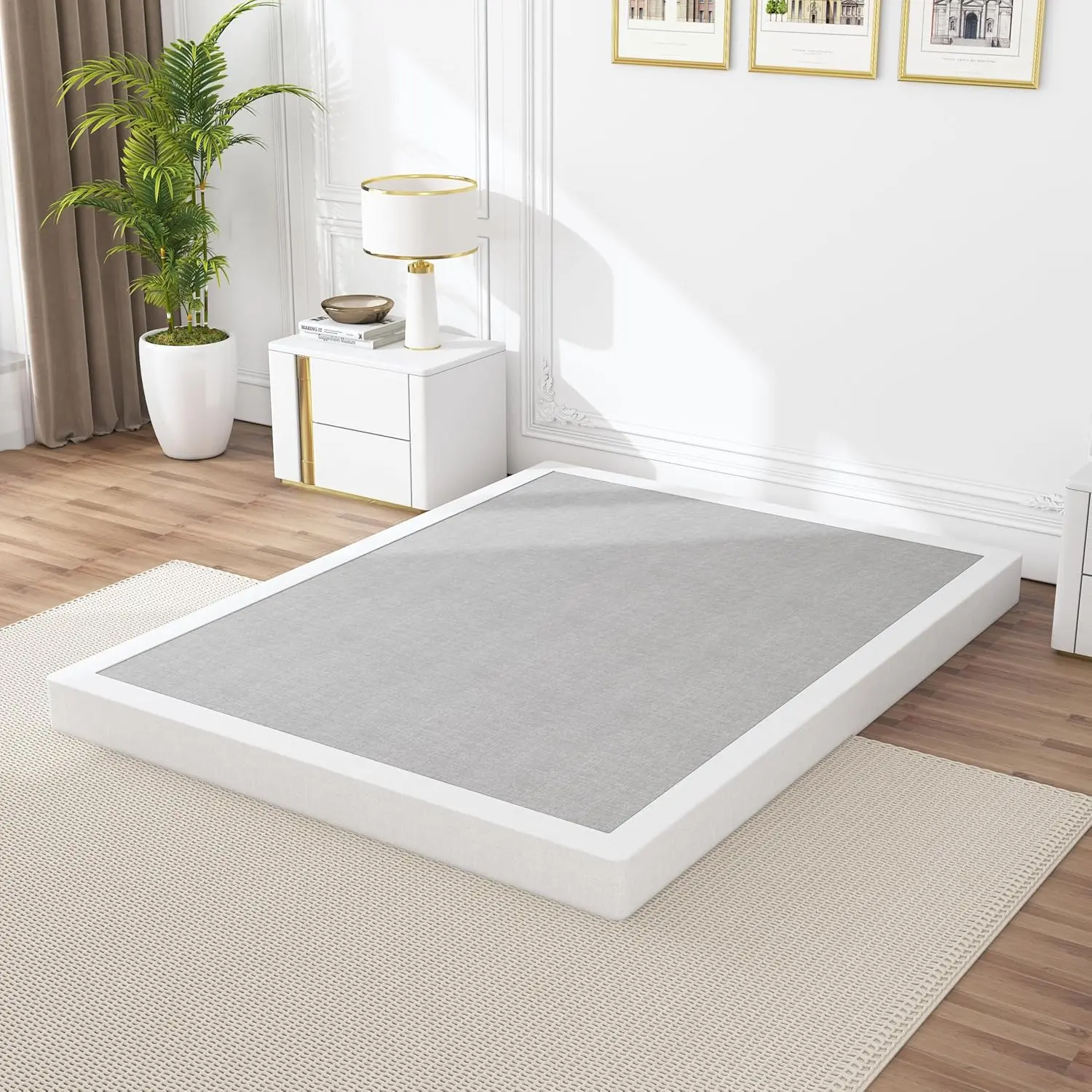 Low Profile Box Spring Full Size 4 Inch, 3000lbs Heavy Duty Full Box Spring Bed Base Metal Mattress Foundation, Easy Assembly, Noise Free