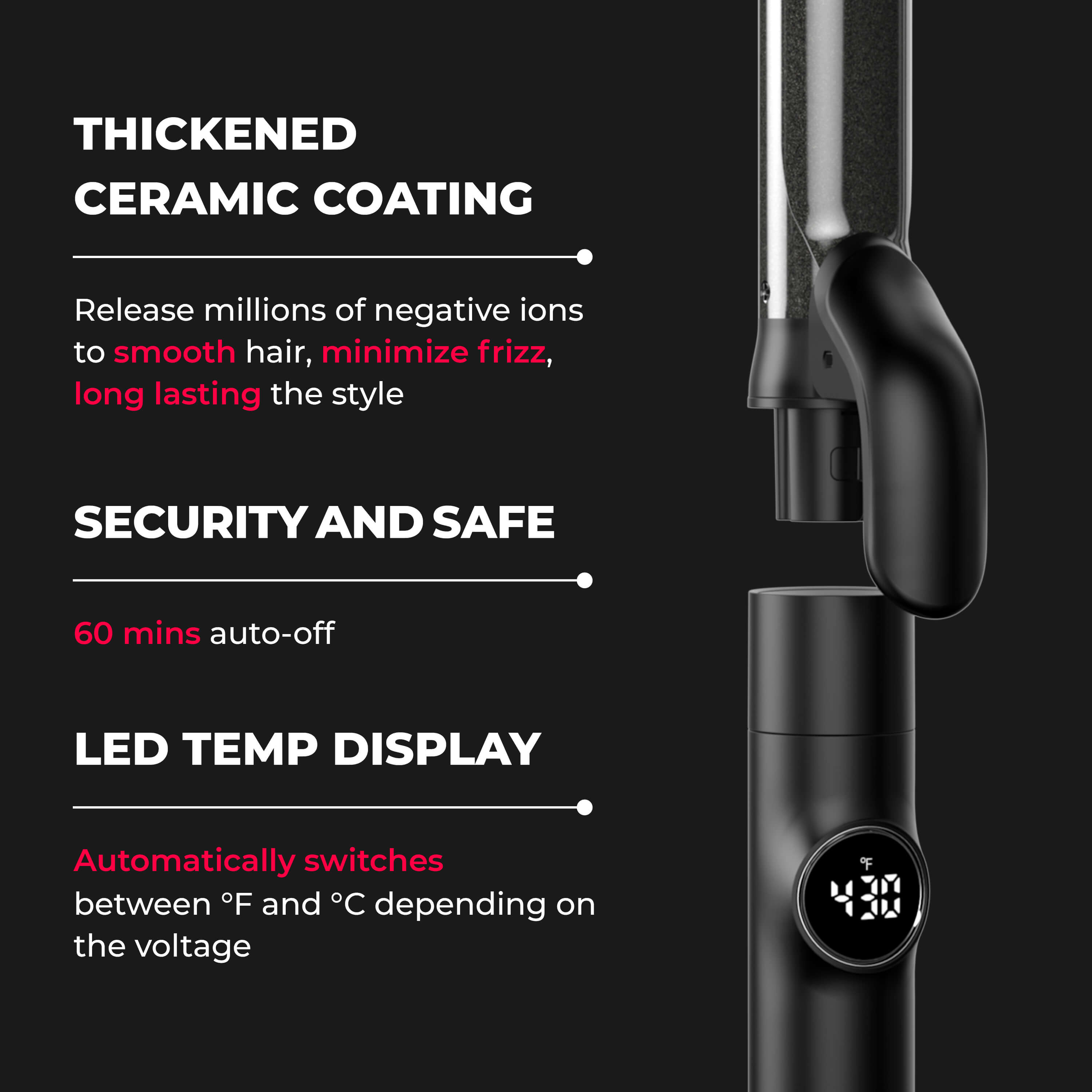 【Live Only】TYMO CUES - Curling Iron Set Professional Ionic Curling Wand for Travel, 3 in 1 Ceramic Hair Curler 1/2, 1, 1 1/2 Inch, Fast Heating, 5 Temps & Dual Voltage for Shiny Defined Curls to Beach Waves