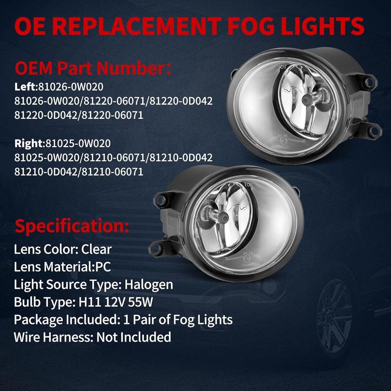 YITAMOTOR Fog Lights Compatible with 2007-2014 Camry 2009-2013 Corolla 06-12 RAV4 08-10 Highlander 10-13 RX350 RX450h 2013 GS350 GS450h LX570 Fog Light Replacement Fog Lamp