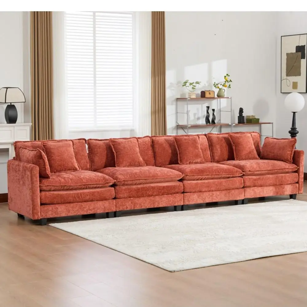 Orange + Chenille + Foam + 4 Seat