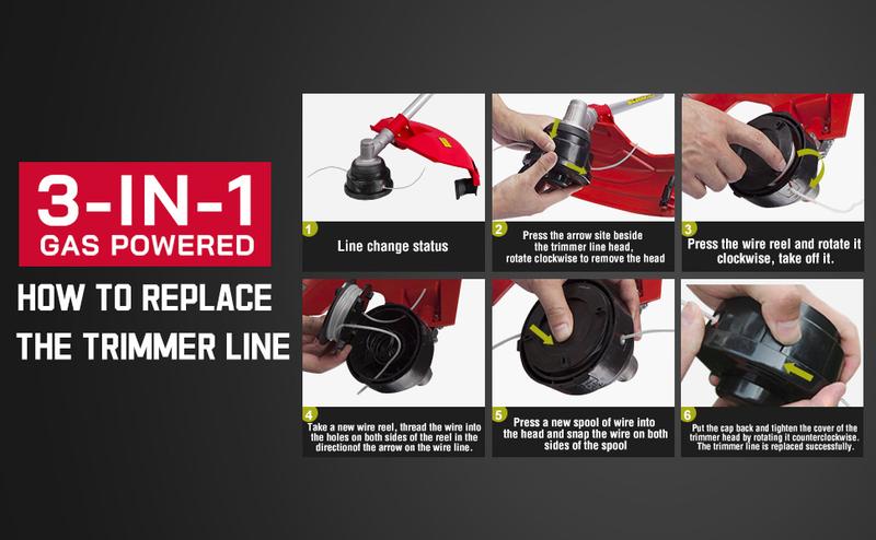 AMERISUN 25.4cc Gas Weed Wacker, 3-in-1 String Trimmer/Edger 16-Inch, 10-Inch Brush Cutter, (AM4532）