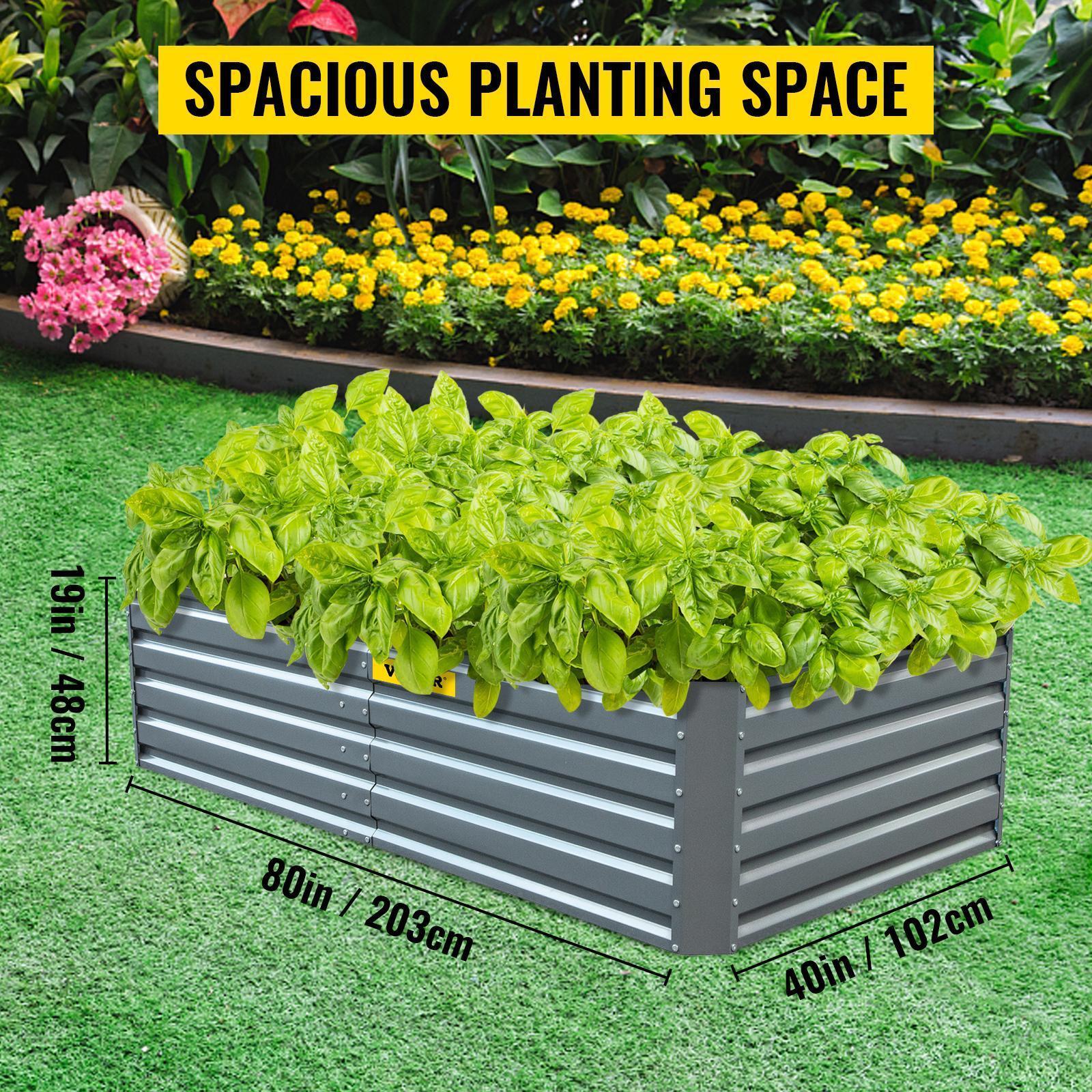 VEVOR Galvanized Raised Garden Bed, TikTokShopBlackFriday, Metal Planter Box, Gray Steel Plant Raised Garden Bed Kit, Planter Boxes Outdoor for Growing Vegetables,Flowers,Fruits,Herbs,and Succulents