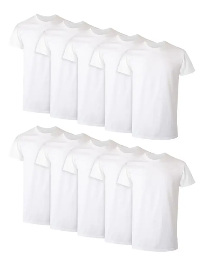 Hanes Men's Super Value Pack White Crew T-Shirt Undershirts, 10 Pack