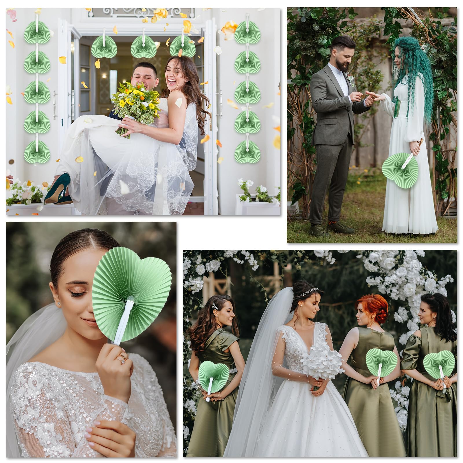 150 Packs Wedding Paper Fans Heart Shaped Folding Paper Fans Handheld Fans Accordion Paper Fans for Wedding Decorate Guests Favor Anniversary Birthday Party Supplies Home Decor