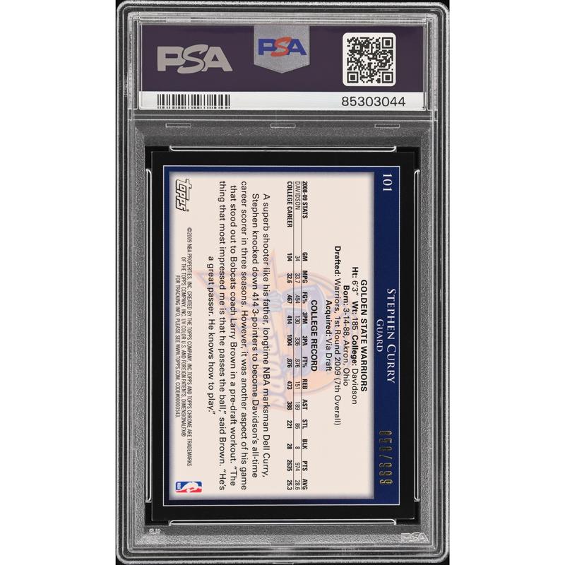 Stephen Curry 2009 Topps Chrome #101 Signed Card PSA 8 Auto 10 Autographed