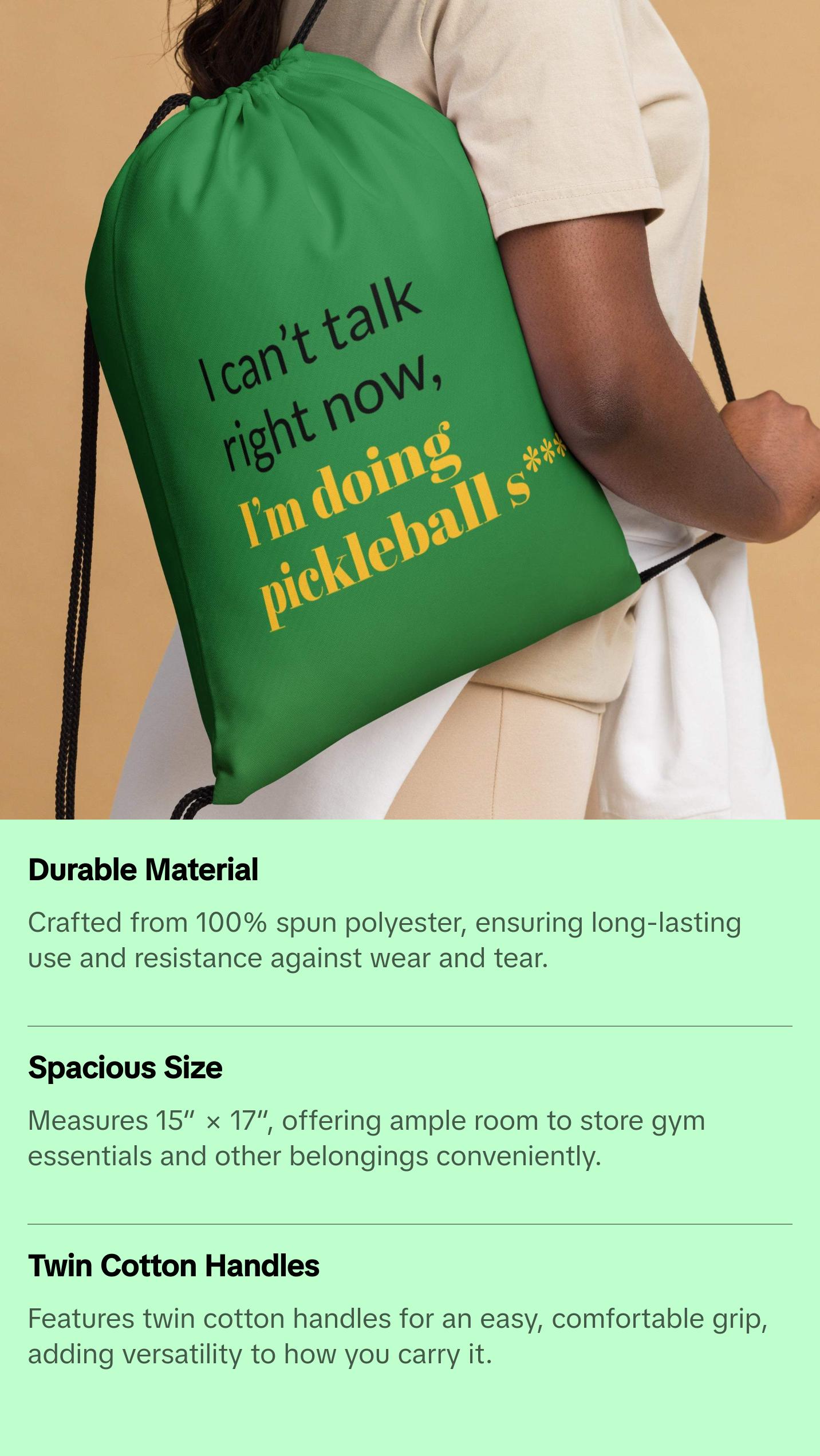 I can't talk right now, I'm doing pickleball s*** - Drawstring Bag