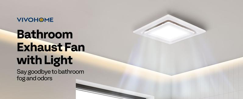 VIVOHOME Bathroom Exhaust Fan with Light, 165 CFM Ceiling Ventilation Fan, 3-Color Adjustable LED (3000K/4500K/6500K), 4" Duct Mount for Shower & Home Use
