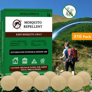 Mosquito Shield Repellent balls 10 Pack - Natural Plant Oil Based, Indoor & Outdoor Protection, Non-Toxic for Kids & Pets