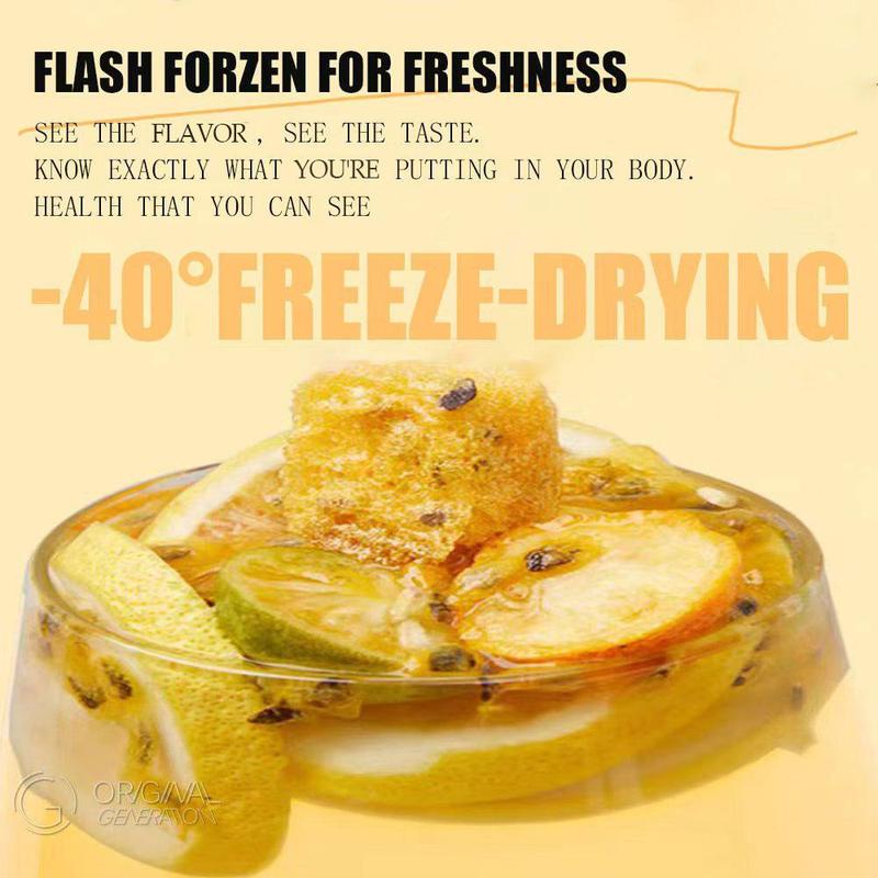 BOGO Quadruple VC Passion Fruit Cocktail Tea 2 Cartons (1carton 154g 22g×7packs)×2 Caffeine Free Lemon Kumquat Tea With Freeze Dried Lemon Passion Fruit And Kumquat