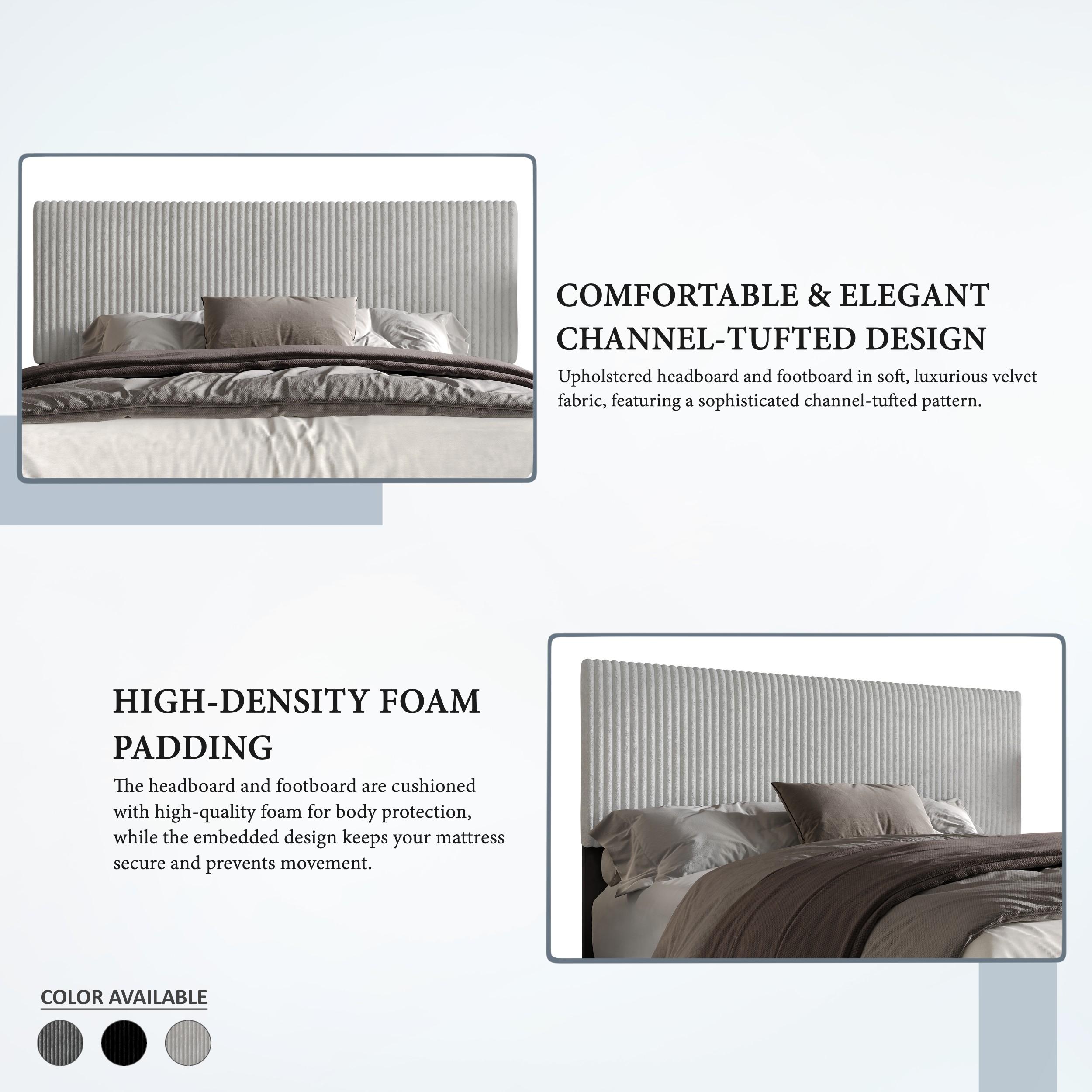 Favorer Osceola Upholstered Panel Bed, Box Spring Require, Comfortable and Stylish Design - Available in Multiple Sizes