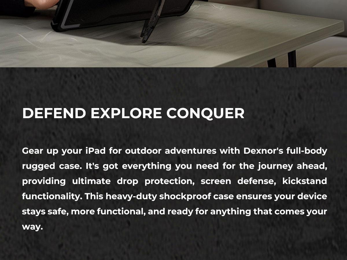 Dexnor for iPad Pro 12.9 Inch Case 2022/2021/2020(6th/5th/4th), Heavy Duty Shockproof Dual Layer Full-Body Bumper Protective Cover with Built-in Screen Protector & Kickstand & Pen Holder