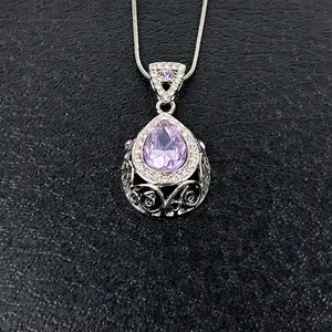 Vintage Crystal Pendant Necklace for Women, Handmade Look Alloy Charm, 40cm Chain + 5cm Extender, Lightweight Fashion Jewelry Gift for Mom, Wife, Girlfriend