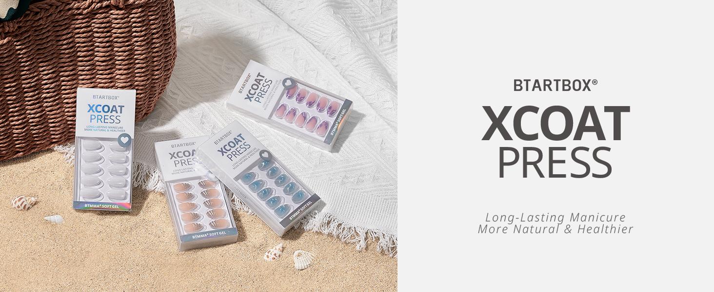 BTArtbox Press On Nails - Season of you Pastel Short Press On Nails with Glue for Women, Square or Almond Opaque Soft Gel Glue On Nails in 16 Sizes - 32 Stick On Nails Kit