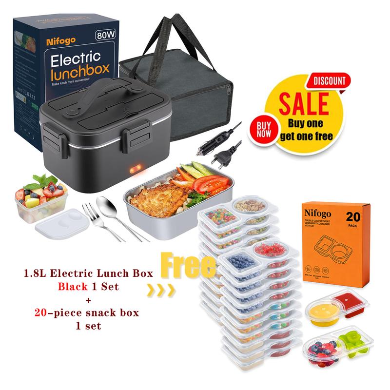 New Year Home Decor Sale Nifogo Heated Bento Box +20/40Pcs Reusable Snack Storage Combo Special Offer for Meal Prep