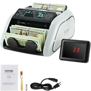 Money Counter Machine: Bill Counter with UV, MG, IR, and DD Counterfeit Detection for USD & EUR, Featuring Large LCD & External Display – Ideal for Small Business, Including Add, Batch Modes, and Basic Cash Counting Functions