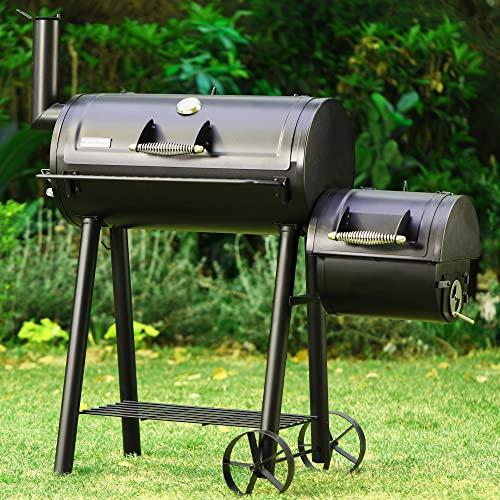 Outdoor Vertical Smoker, Wood Chunks Smoker with Thermometer for Outdoor Cooking,Grilling,Picnic,Camping and Party Barbecue Stainless Steel Durability