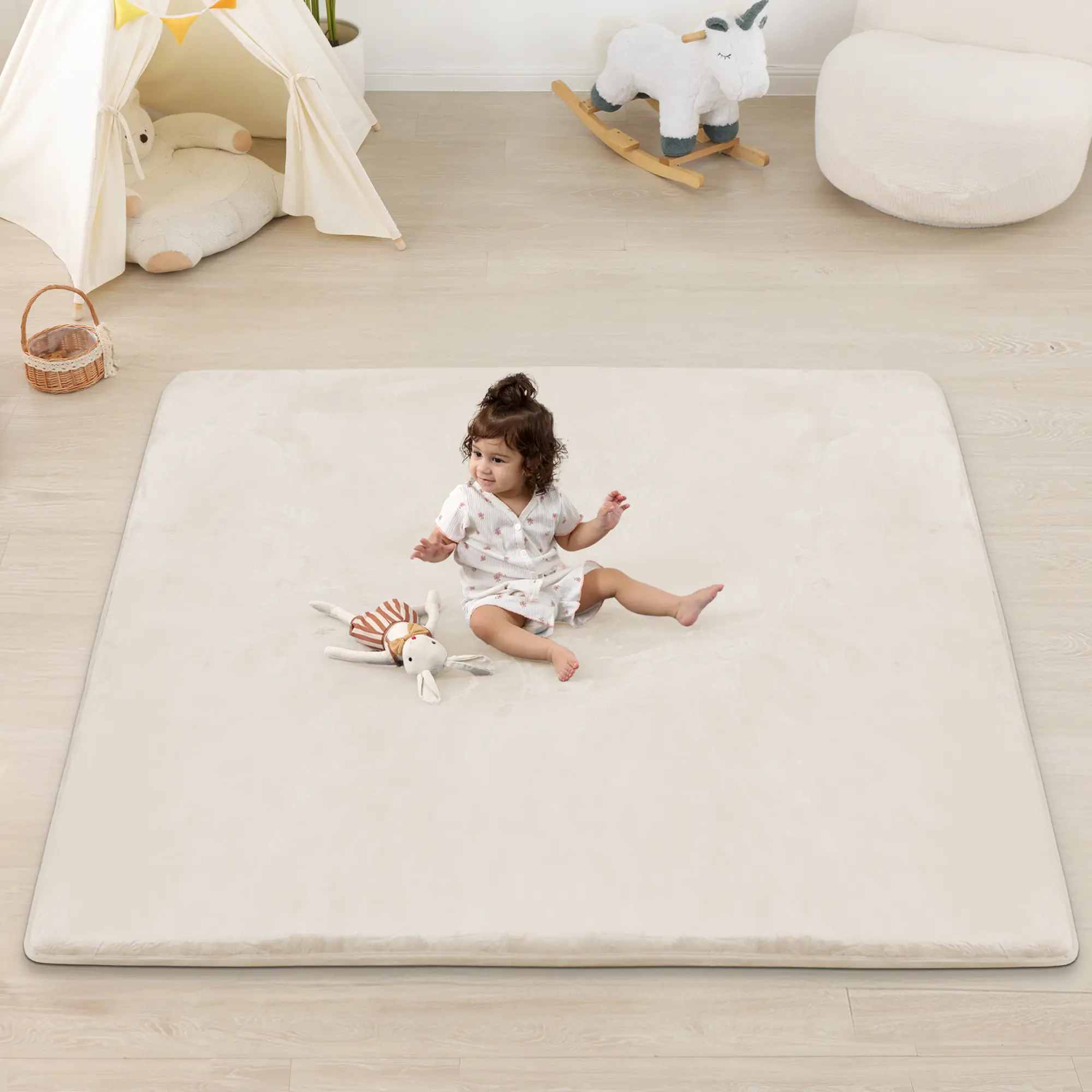 PaPaMat 1.5" Thick Baby Play Mat for Floor Tummy Time, Large Pro Soft Foam Activity Playmats Playroom, Easy Care with Non-Slip Safe for Infant Toddler Kids Crawling
