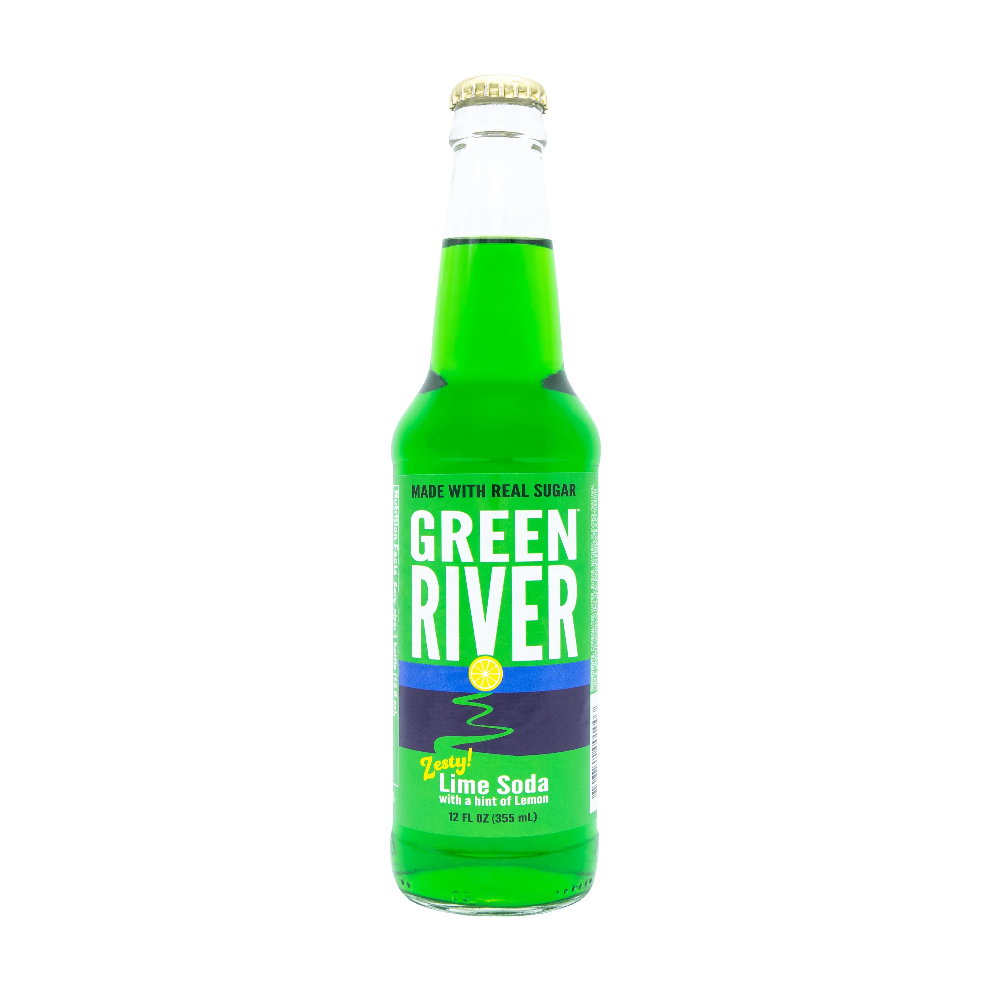 Green River Original Lime Craft Soda [12-Pack] - Retro Neon Green Vintage Pop, Nostalgic Chicago Classic Beverage, Sweet Citrus Drink in Glass Bottles - Rare Viral Beverage Find
