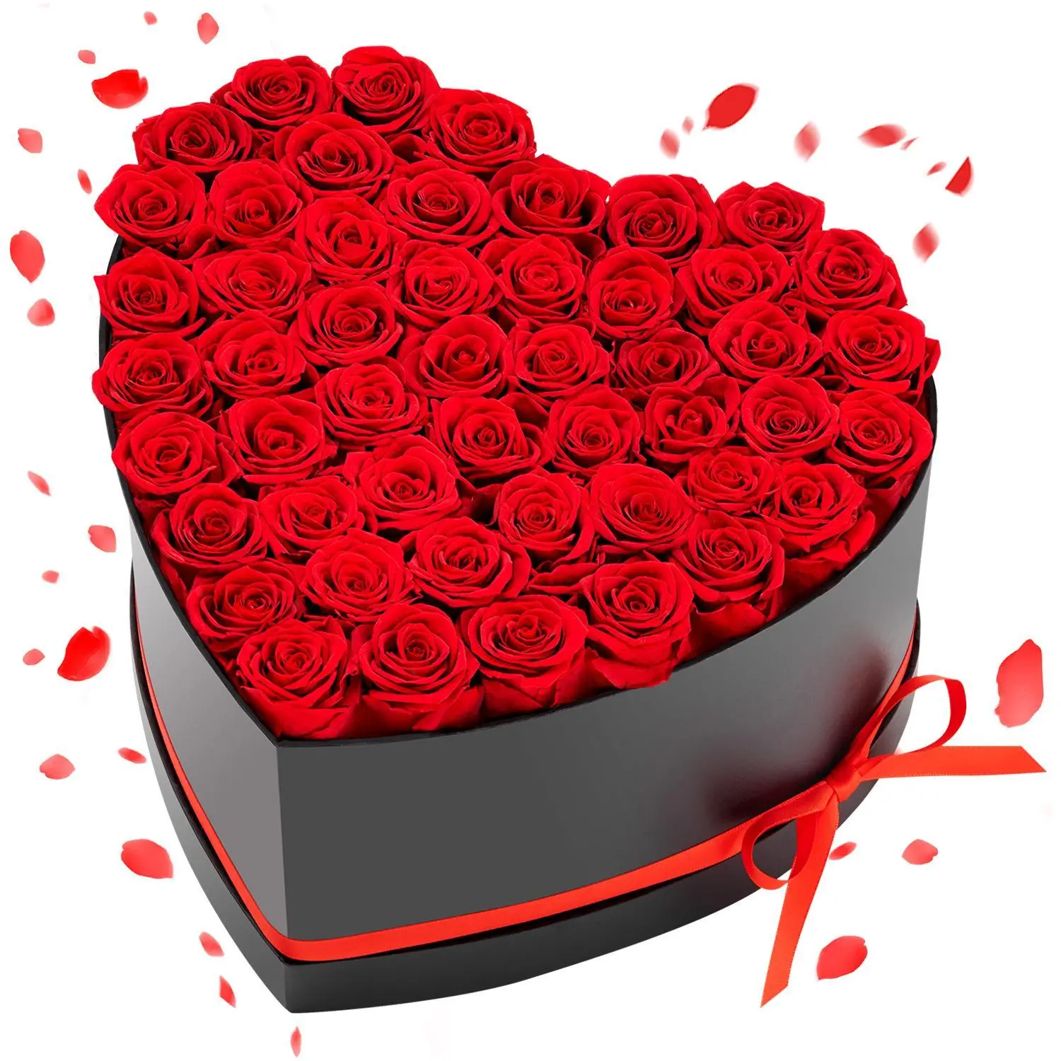 【SummerFinds】VEVOR Forever Roses Bouquet - 50-Piece Light Color Artificial Flower Arrangement in Romantic Heart Box, Bathroom Home Decor, Gift for Women for Christmas Gift Giving, Flower Bouquet, Floral Decor